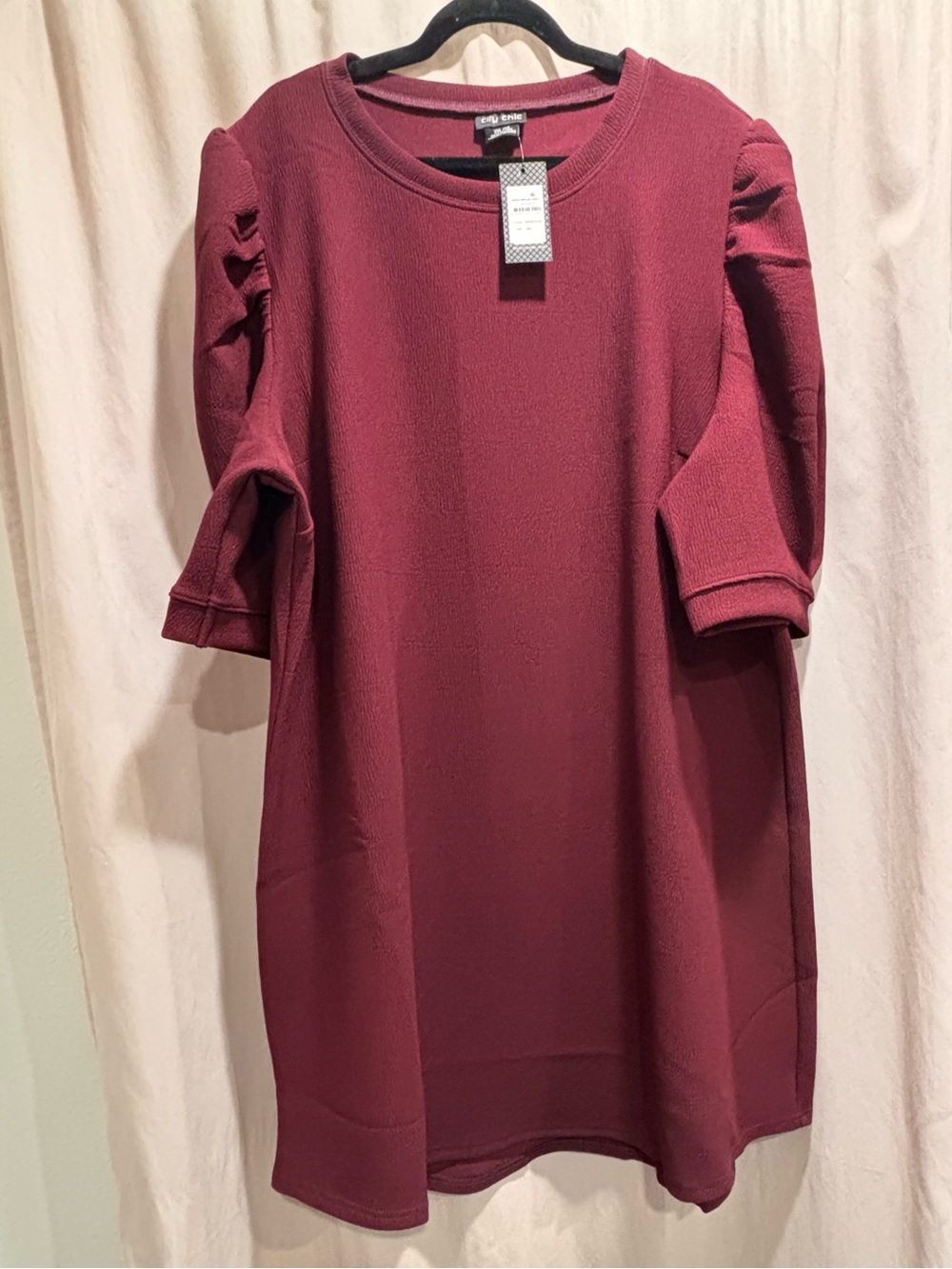 City Chic Burgundy Puff-Sleeve Tunic